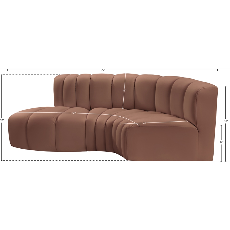 Meridian Furniture Arc Cognac Vegan Leather Modular Sectional