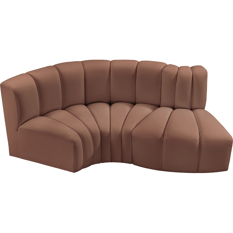 Meridian Furniture Arc Cognac Vegan Leather Modular Sectional