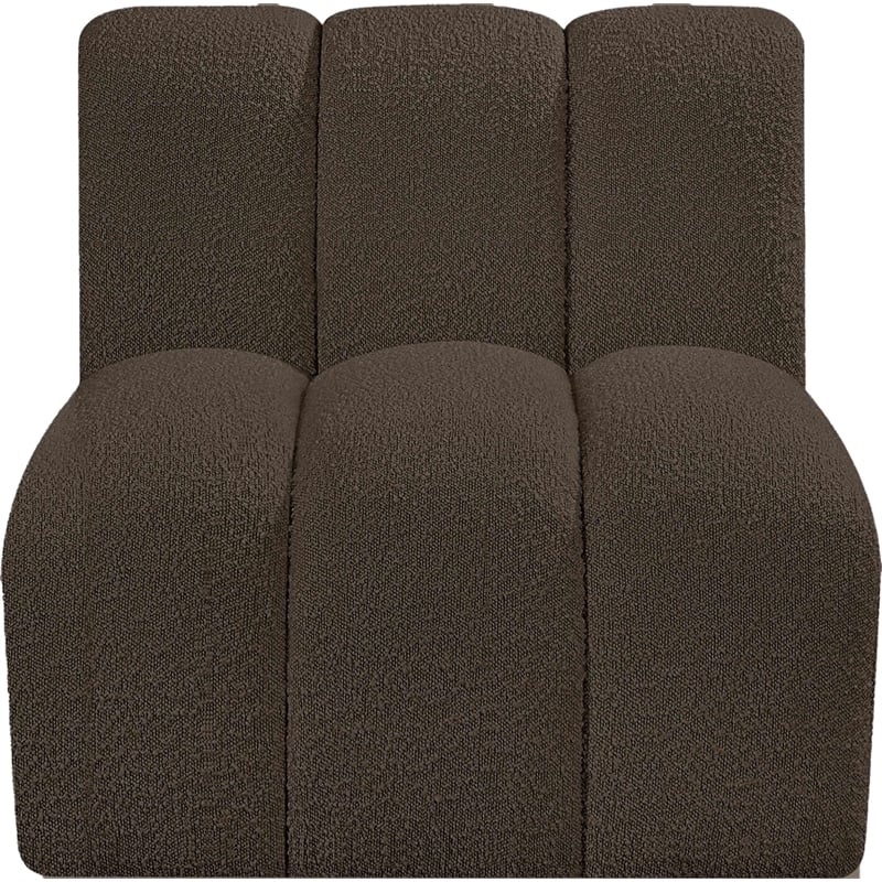 Meridian Furniture Arc Brown Boucle Fabric Straight Chair