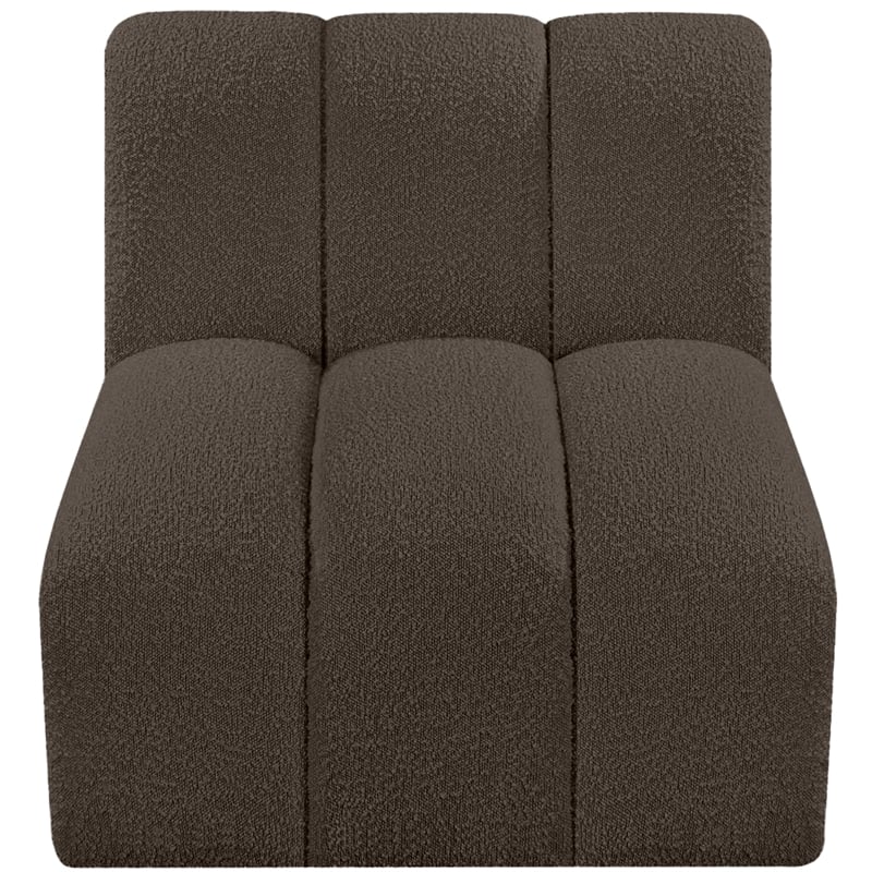 Meridian Furniture Arc Brown Boucle Fabric Straight Chair
