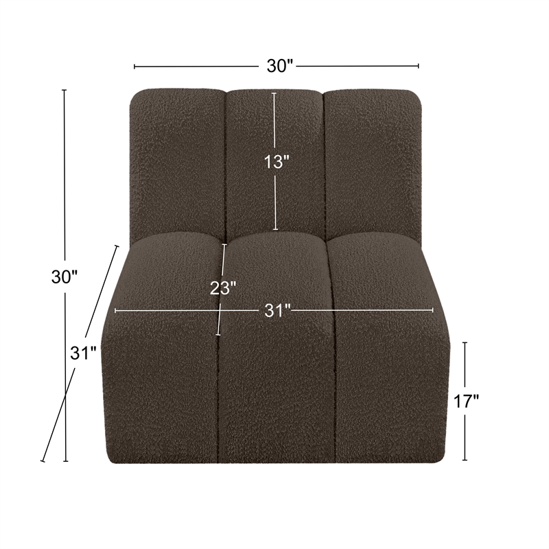 Meridian Furniture Arc Brown Boucle Fabric Straight Chair