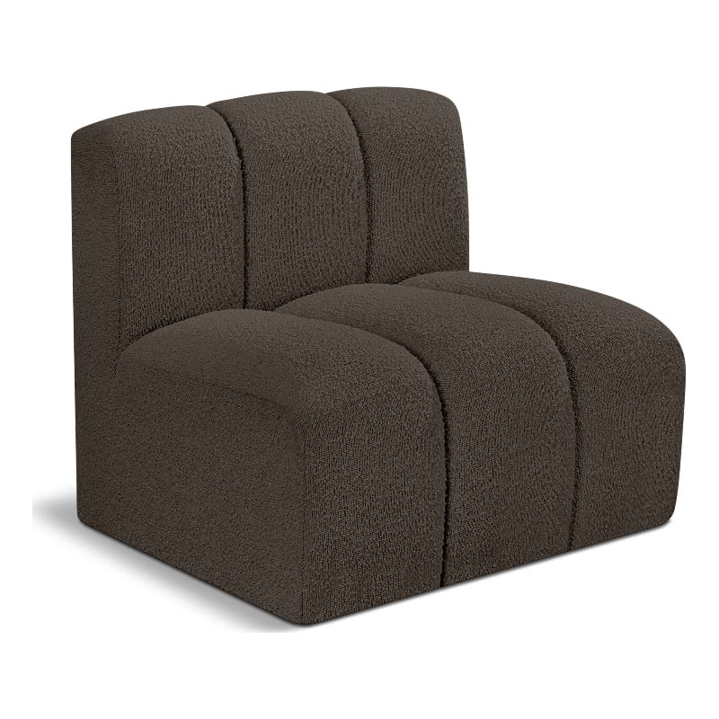 Meridian Furniture Arc Brown Boucle Fabric Straight Chair