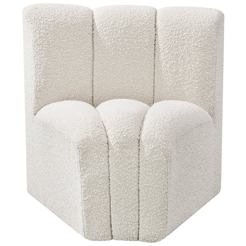 Meridian Furniture Arc Cream Boucle Fabric Curved Corner