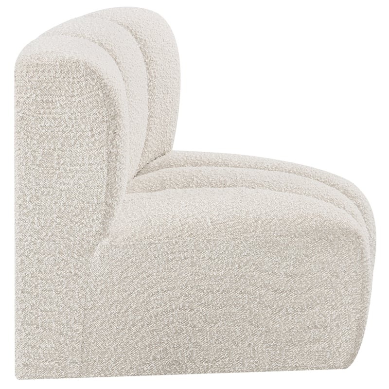 Meridian Furniture Arc Cream Boucle Fabric Curved Corner