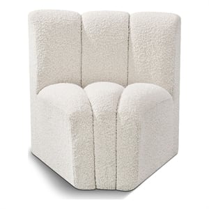 Meridian Furniture Arc Cream Boucle Fabric Curved Corner