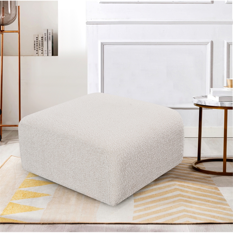 Meridian Furniture Arc Cream Boucle Fabric Ottoman