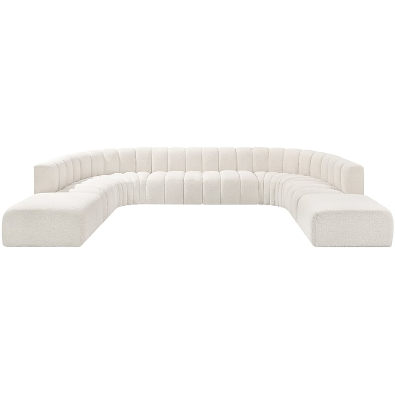 Meridian Furniture Arc Cream Boucle Fabric Modular Sectional