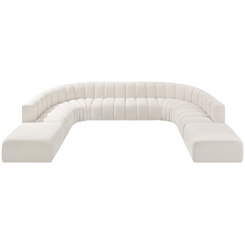 Meridian Furniture Arc Cream Boucle Fabric Modular Sectional