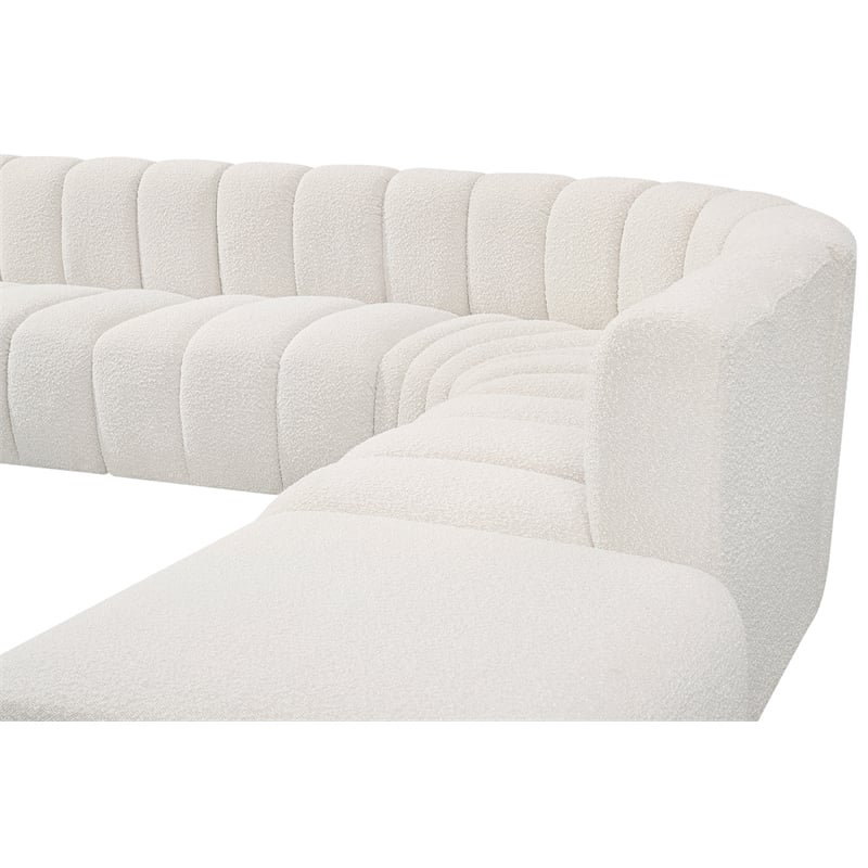 Meridian Furniture Arc Cream Boucle Fabric Modular Sectional