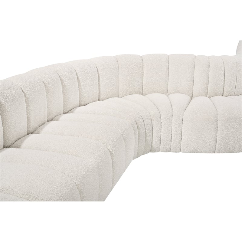 Meridian Furniture Arc Cream Boucle Fabric Modular Sectional