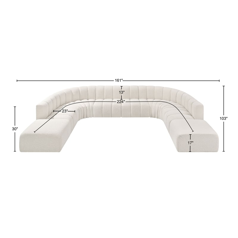 Meridian Furniture Arc Cream Boucle Fabric Modular Sectional