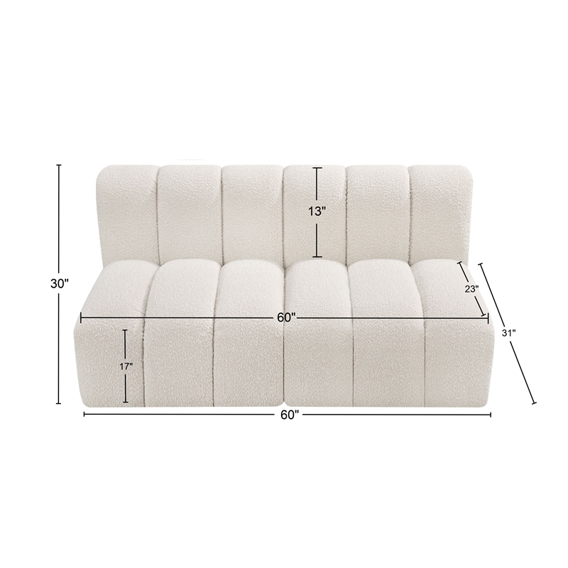 Meridian Furniture Arc Cream Boucle Fabric Modular Sectional