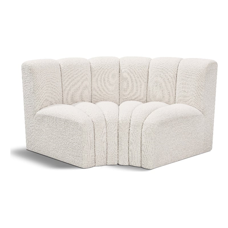Meridian Furniture Arc Cream Boucle Fabric Modular Sectional