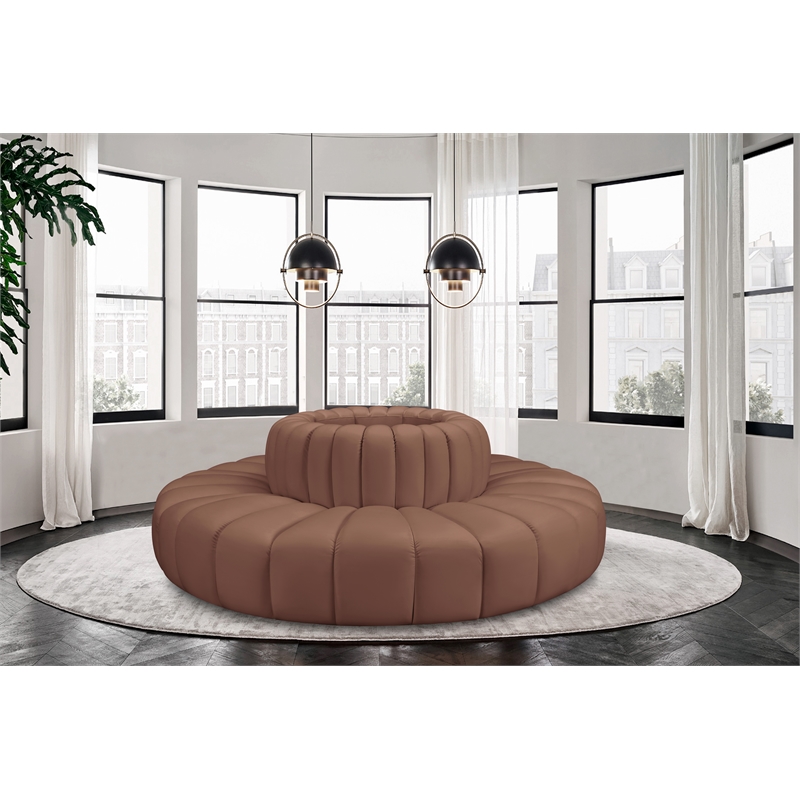 Meridian Furniture Arc Cognac Vegan Leather Modular Sectional