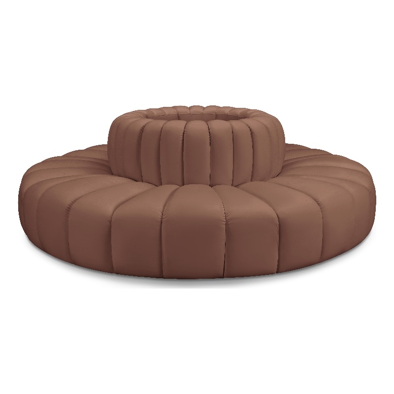 Meridian Furniture Arc Cognac Vegan Leather Modular Sectional