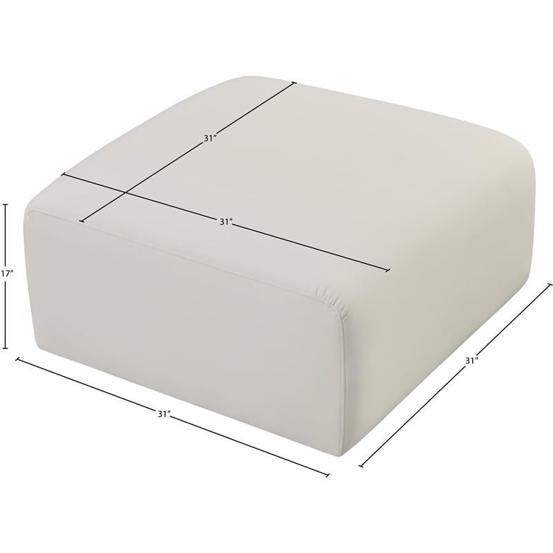 Meridian Furniture Arc Cream Vegan Leather Ottoman