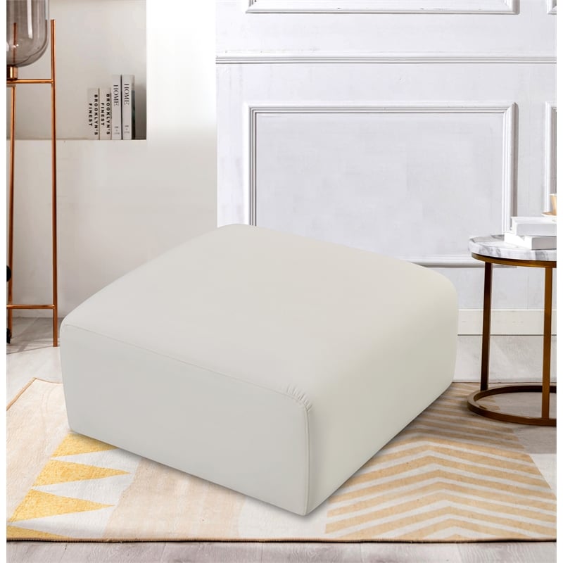 Meridian Furniture Arc Cream Vegan Leather Ottoman