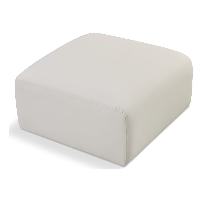 Meridian Furniture Arc Cream Vegan Leather Ottoman
