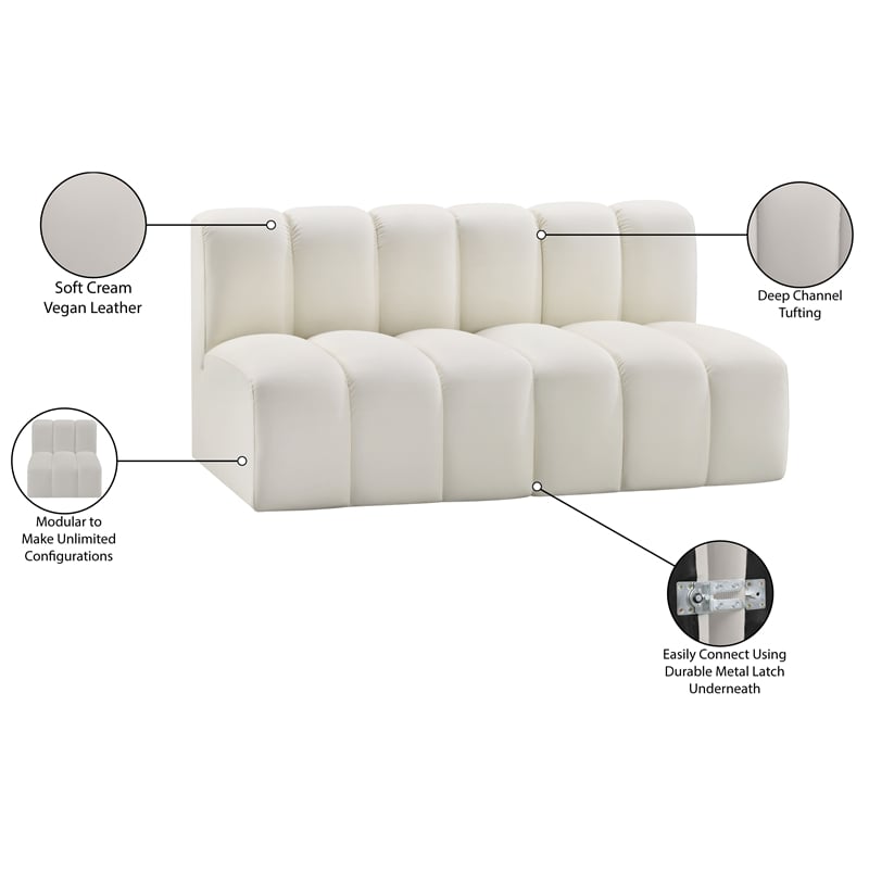 Meridian Furniture Arc Cream Vegan Leather Modular Sectional