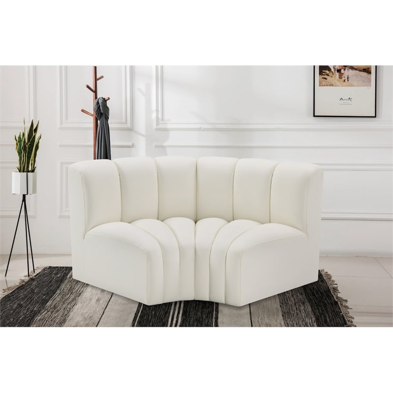 Meridian Furniture Arc Cream Vegan Leather Modular Sectional