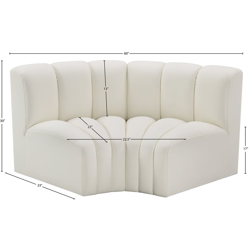 Meridian Furniture Arc Cream Vegan Leather Modular Sectional