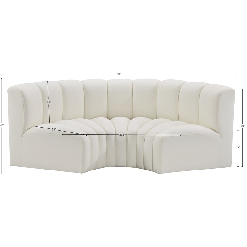 Meridian Furniture Arc Cream Vegan Leather Modular Sectional