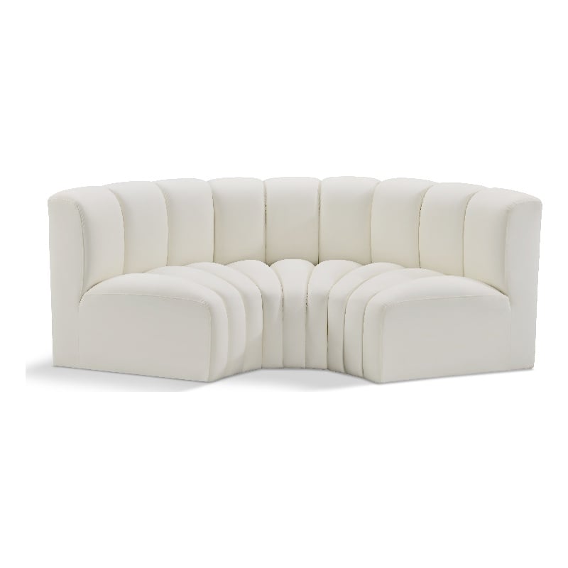Meridian Furniture Arc Cream Vegan Leather Modular Sectional