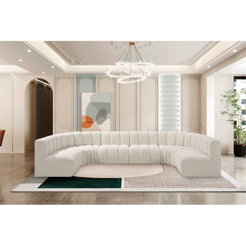 Meridian Furniture Arc Cream Boucle Fabric Modular Sectional