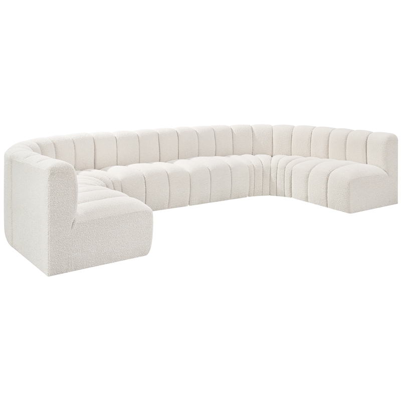 Meridian Furniture Arc Cream Boucle Fabric Modular Sectional