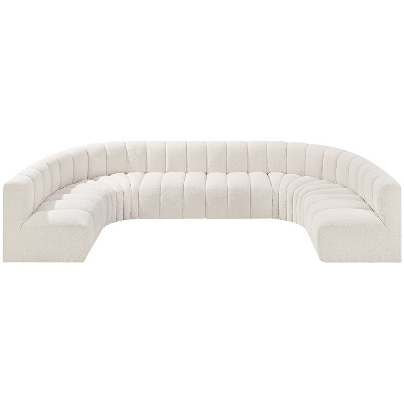 Meridian Furniture Arc Cream Boucle Fabric Modular Sectional
