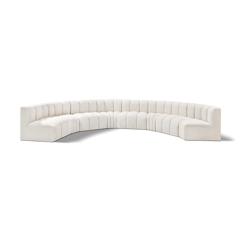 Meridian Furniture Arc Cream Boucle Fabric Modular Sectional