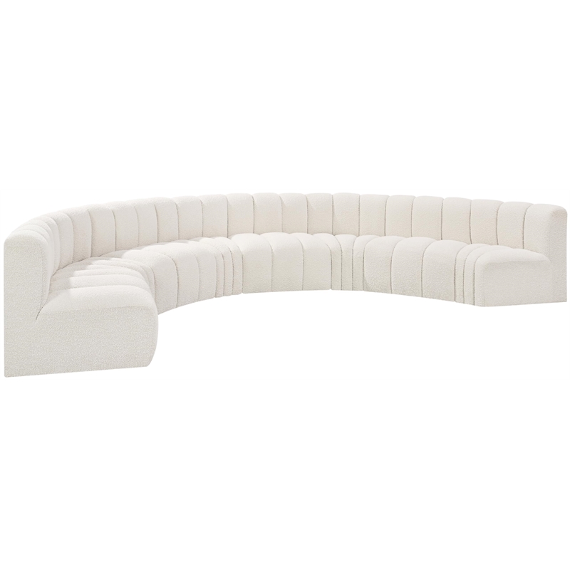 Meridian Furniture Arc Cream Boucle Fabric Modular Sectional