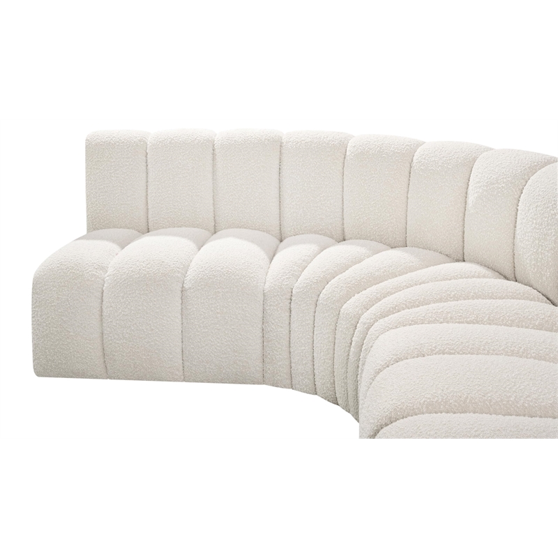 Meridian Furniture Arc Cream Boucle Fabric Modular Sectional