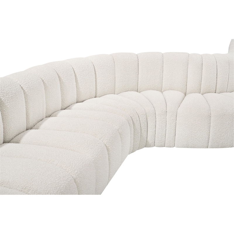 Meridian Furniture Arc Cream Boucle Fabric Modular Sectional