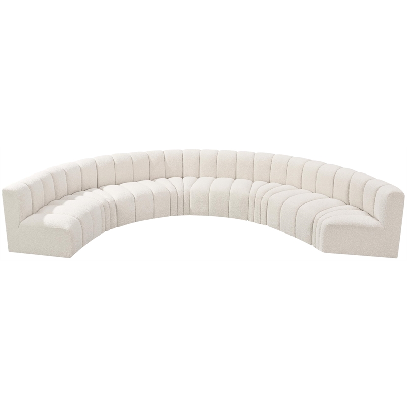 Meridian Furniture Arc Cream Boucle Fabric Modular Sectional