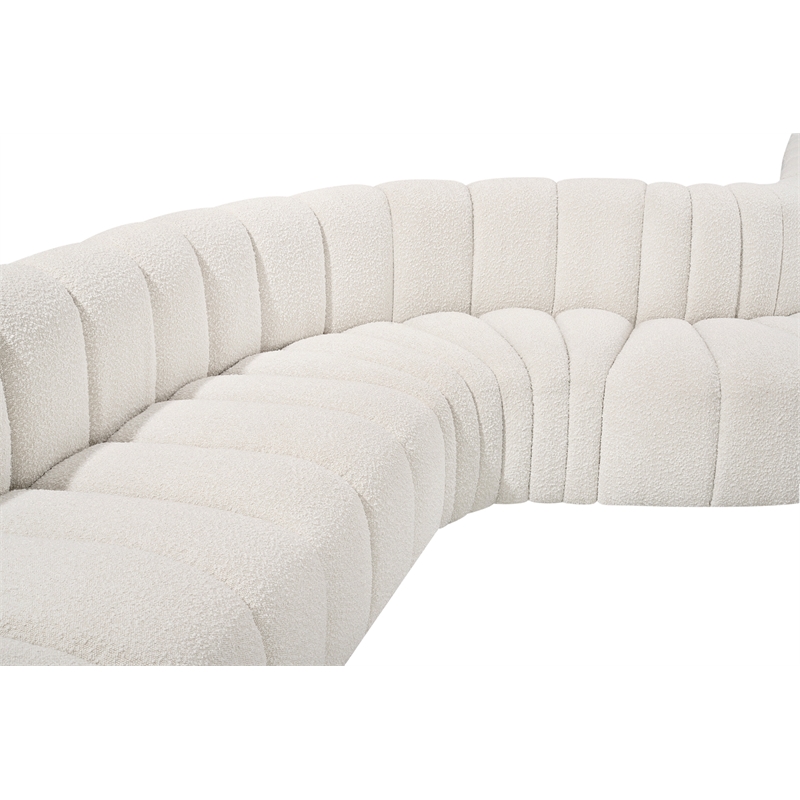 Meridian Furniture Arc Cream Boucle Fabric Modular Sectional