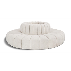 Meridian Furniture Arc Cream Boucle Fabric Modular Sectional