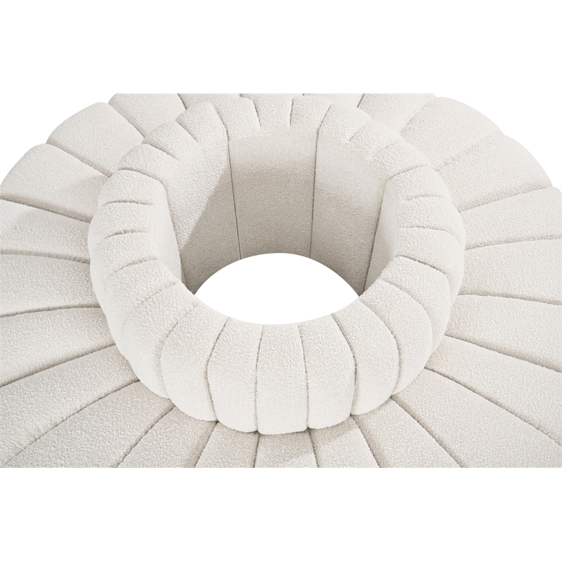 Meridian Furniture Arc Cream Boucle Fabric Modular Sectional