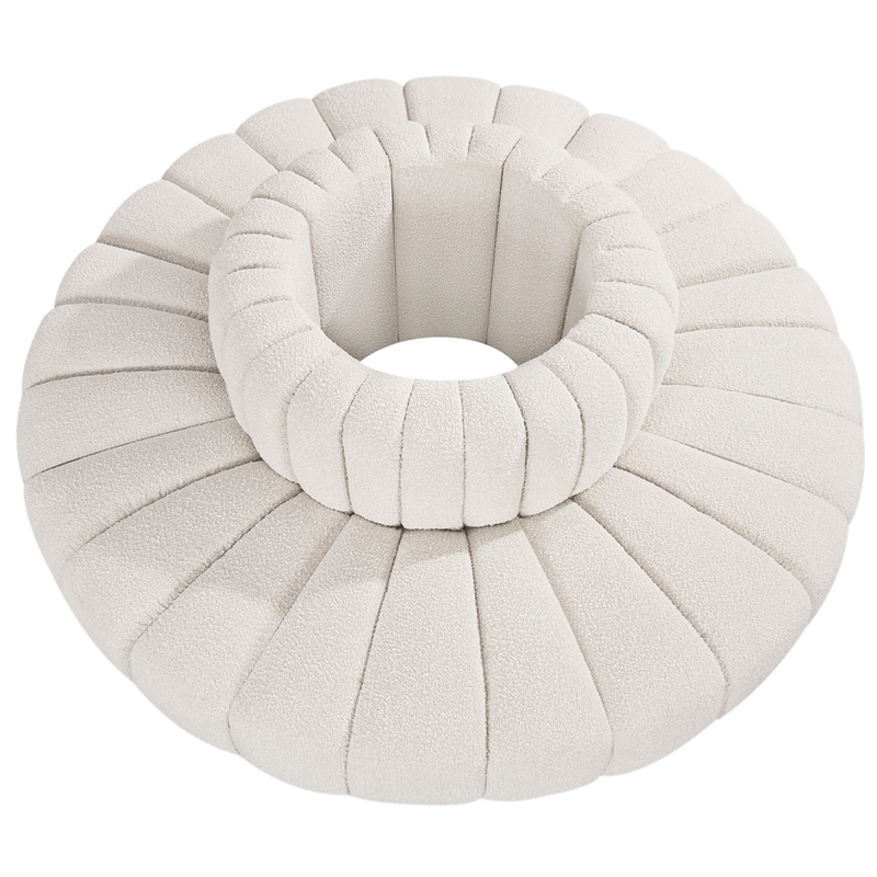 Meridian Furniture Arc Cream Boucle Fabric Modular Sectional