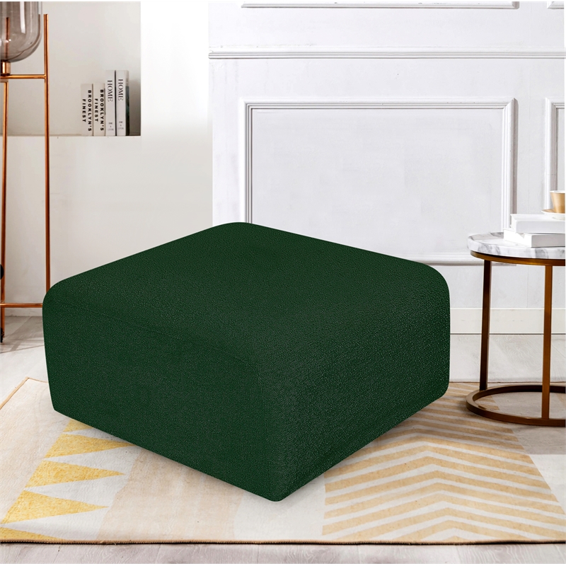Meridian Furniture Arc Green Boucle Fabric Ottoman