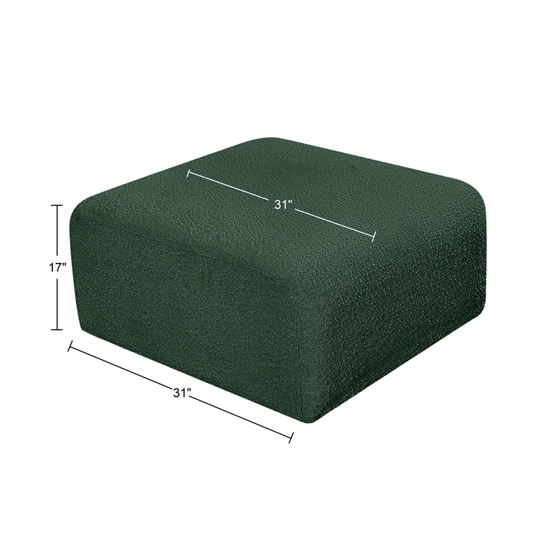 Meridian Furniture Arc Green Boucle Fabric Ottoman