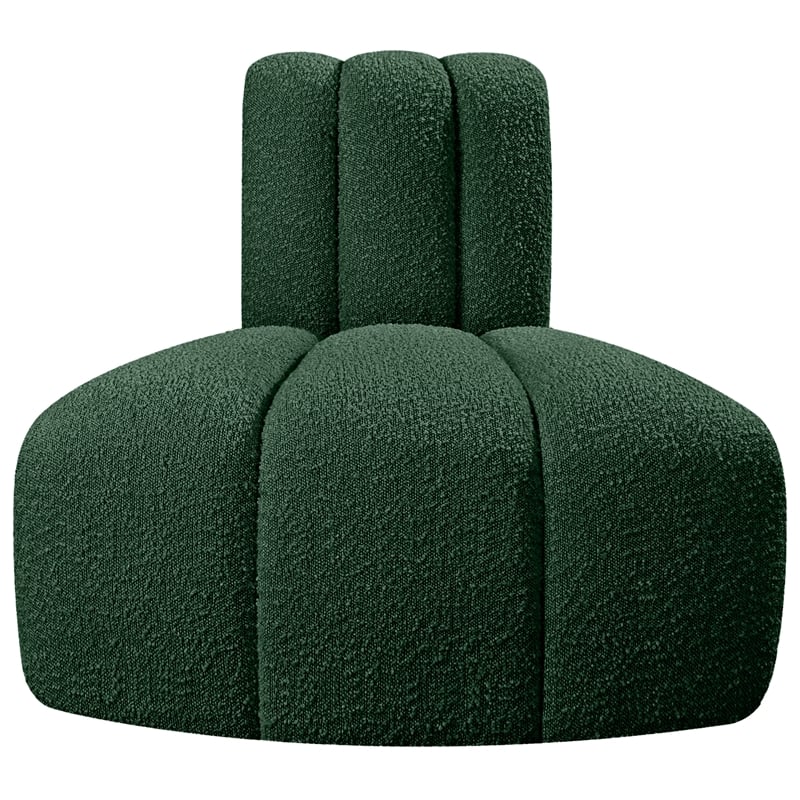 Meridian Furniture Arc Green Boucle Fabric Reverse Corner