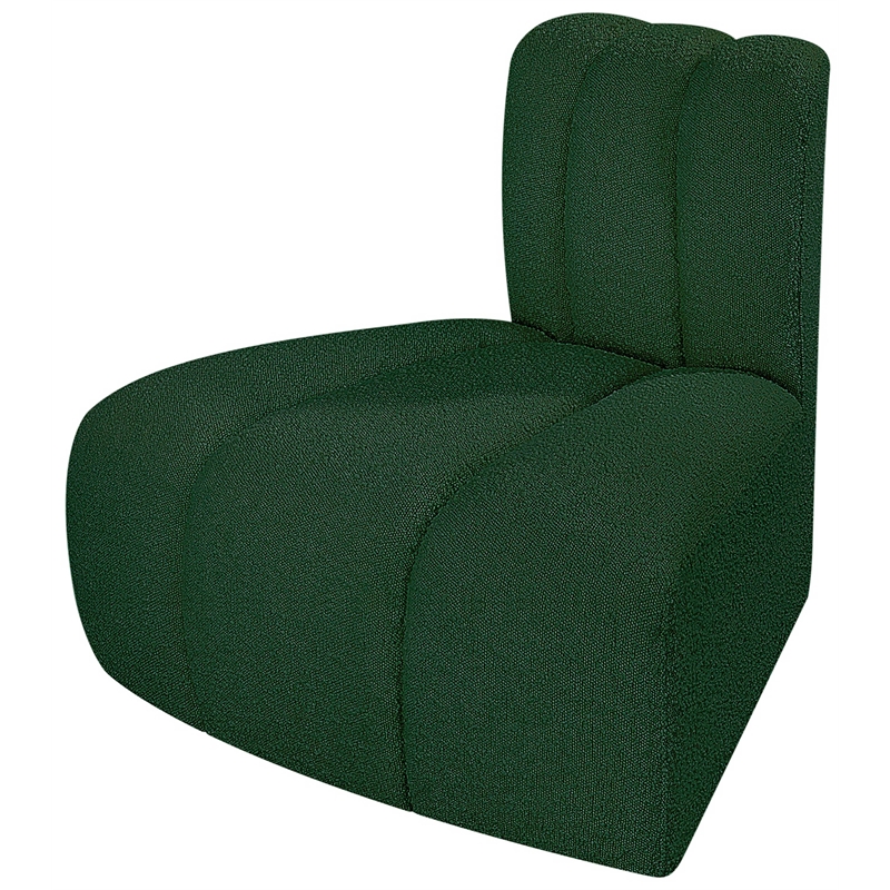 Meridian Furniture Arc Green Boucle Fabric Reverse Corner
