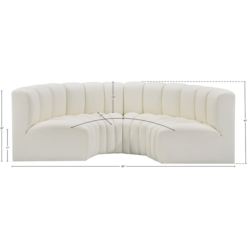 Meridian Furniture Arc Cream Vegan Leather Modular Sectional