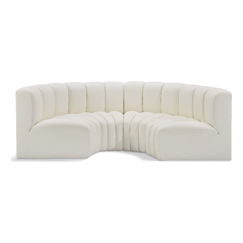 Meridian Furniture Arc Cream Vegan Leather Modular Sectional