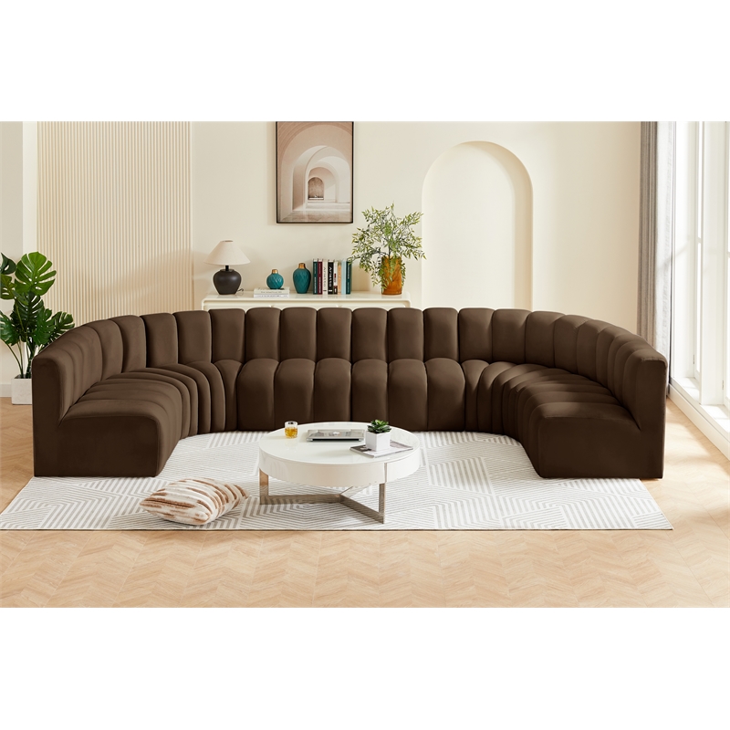 Meridian Furniture Arc Brown Velvet Modular Sectional