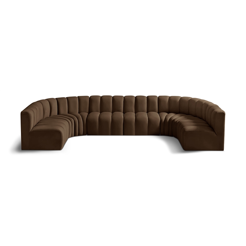 Meridian Furniture Arc Brown Velvet Modular Sectional