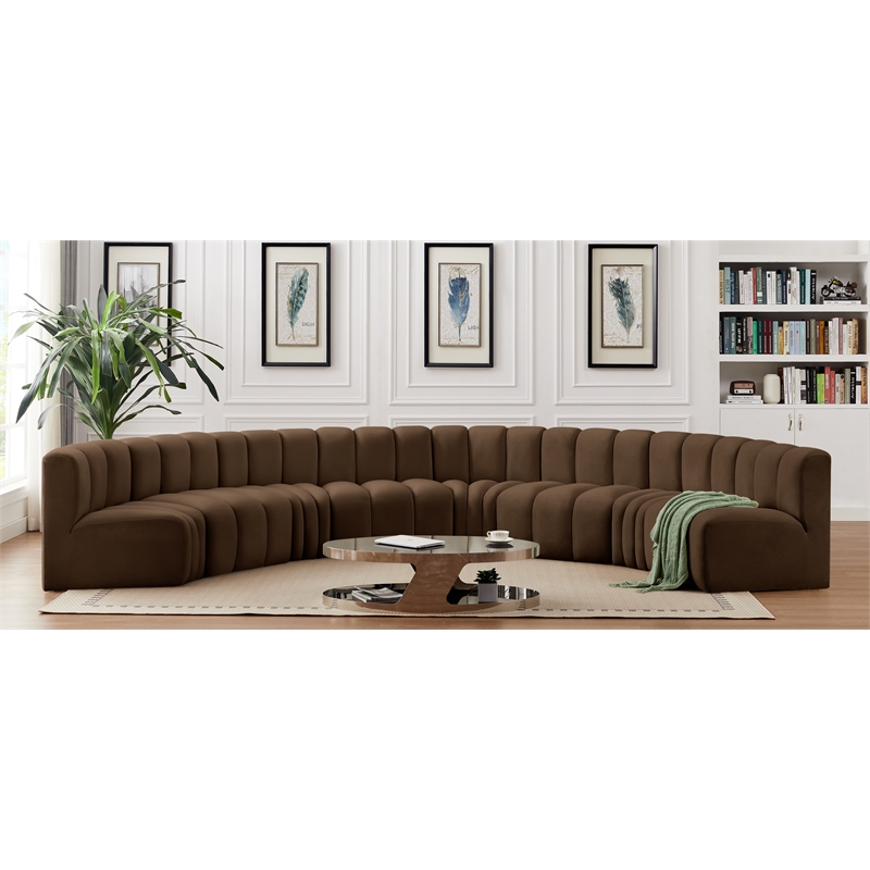 Meridian Furniture Arc Brown Velvet Modular Sectional