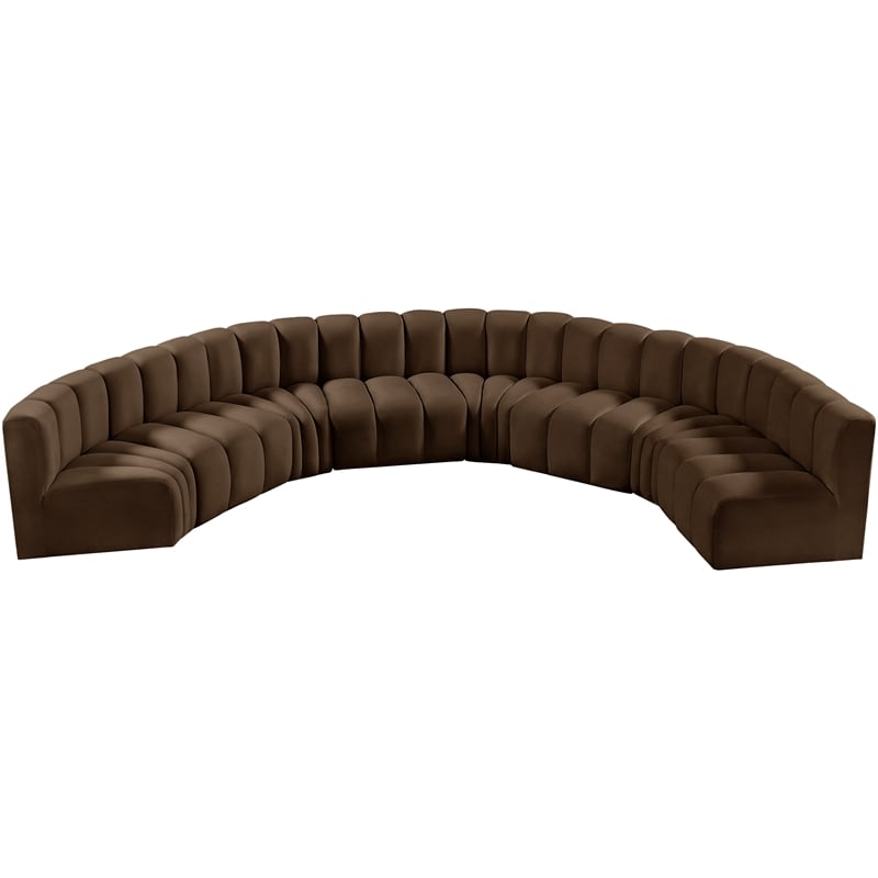Meridian Furniture Arc Brown Velvet Modular Sectional