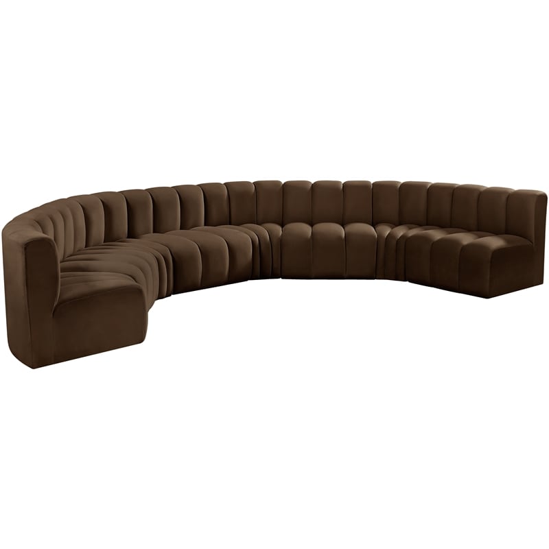 Meridian Furniture Arc Brown Velvet Modular Sectional